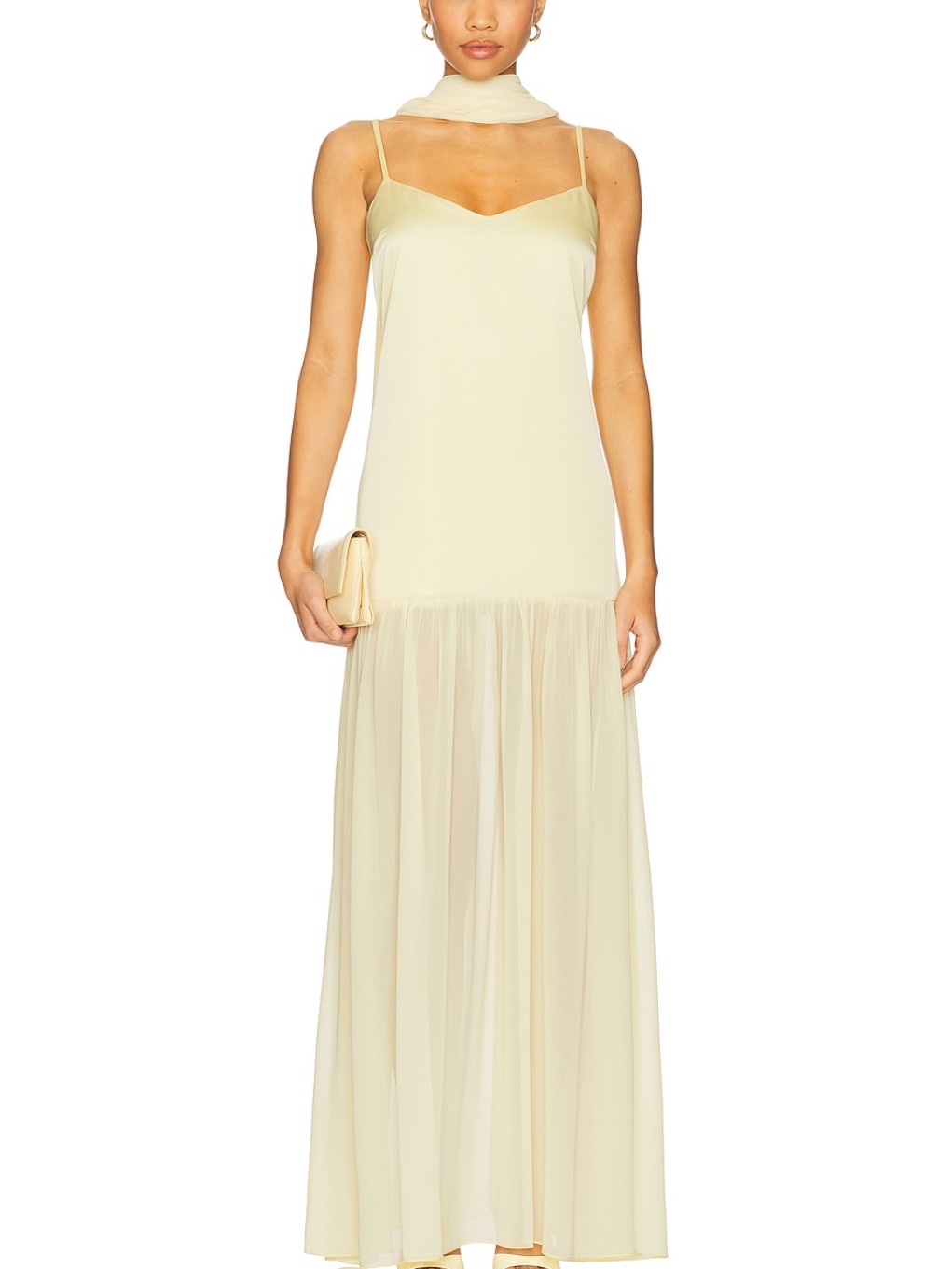 Show Me Your Mumu Cream Chiffon Maxi Slip Dress